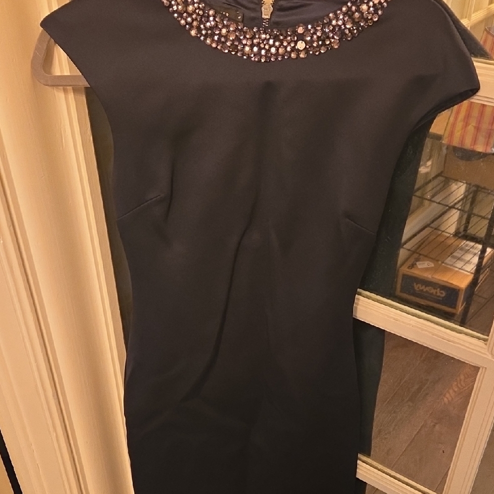 Ted Baker Navy Dress with Beaded Neckline